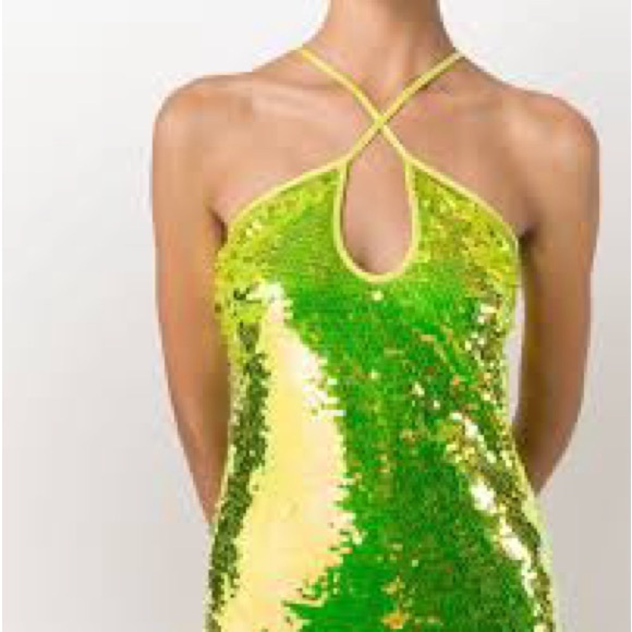 Cult Gaia Women Green Lily Sequin Sleeveless Dress Size S - Picture 6 of 12